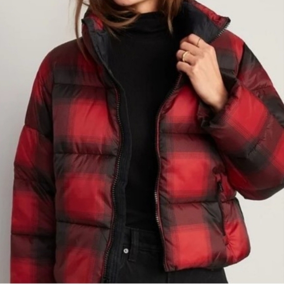 OLD NAVY RED AND BLACK BUFFALO PLAID PUFFER JACKET SIZE XXL - Picture 2 of 10